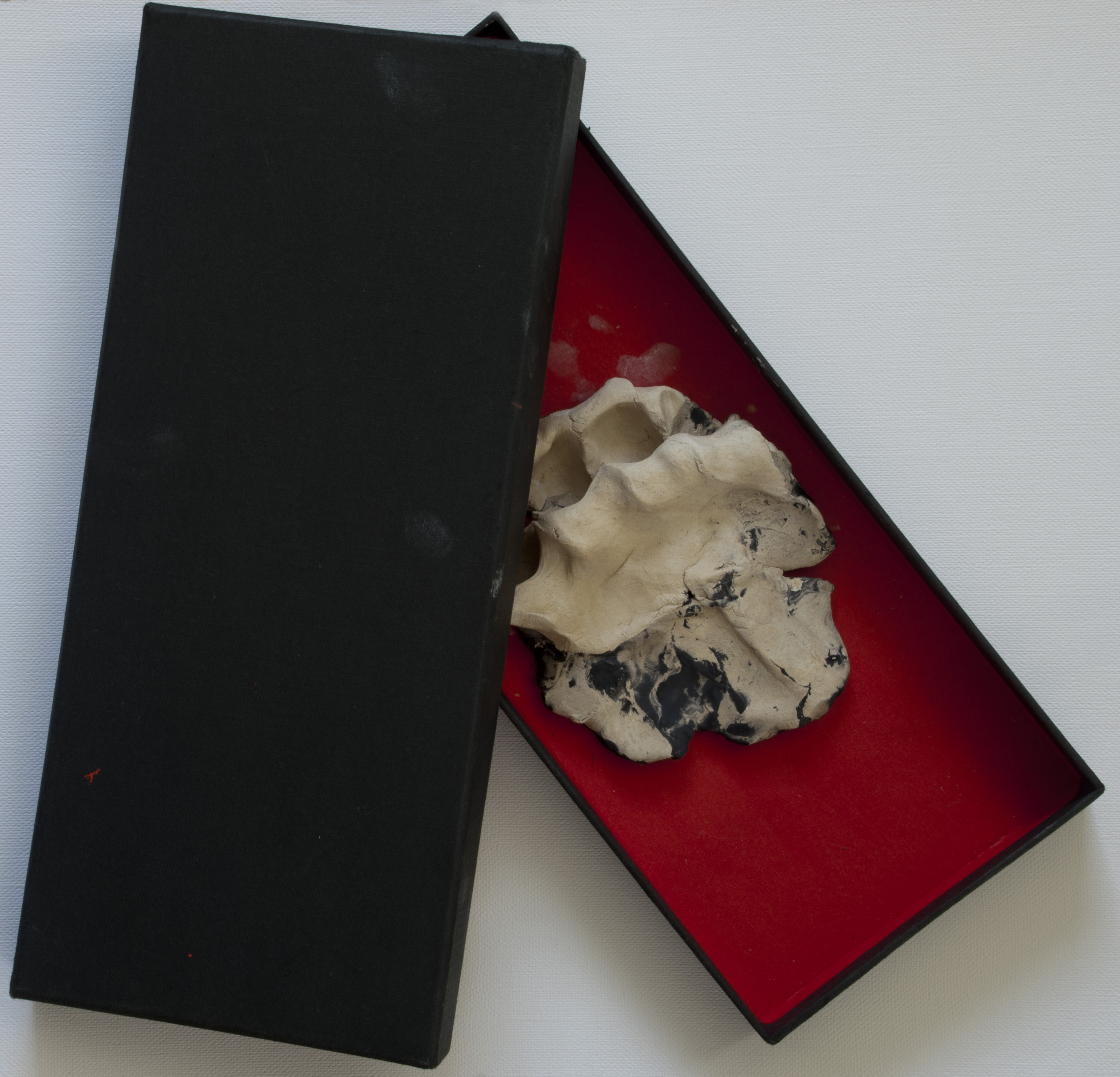 caja negra por fuera y roja por dentro