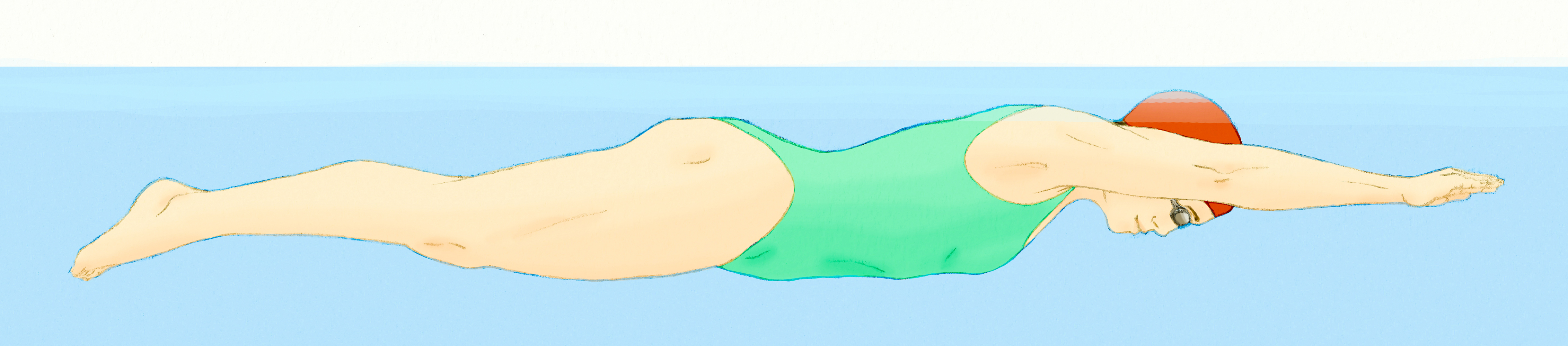 mujer deslizando bajo el agua