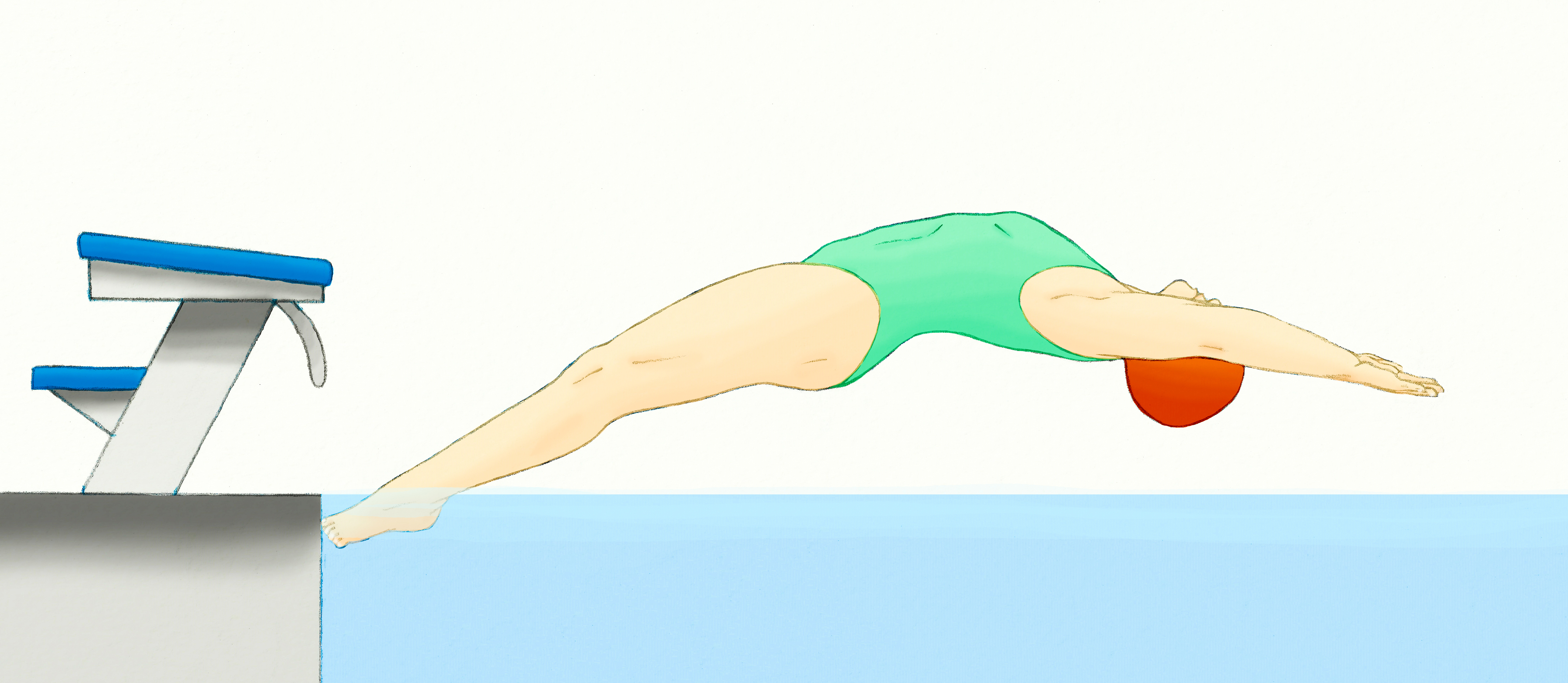 entrada al agua de espalda