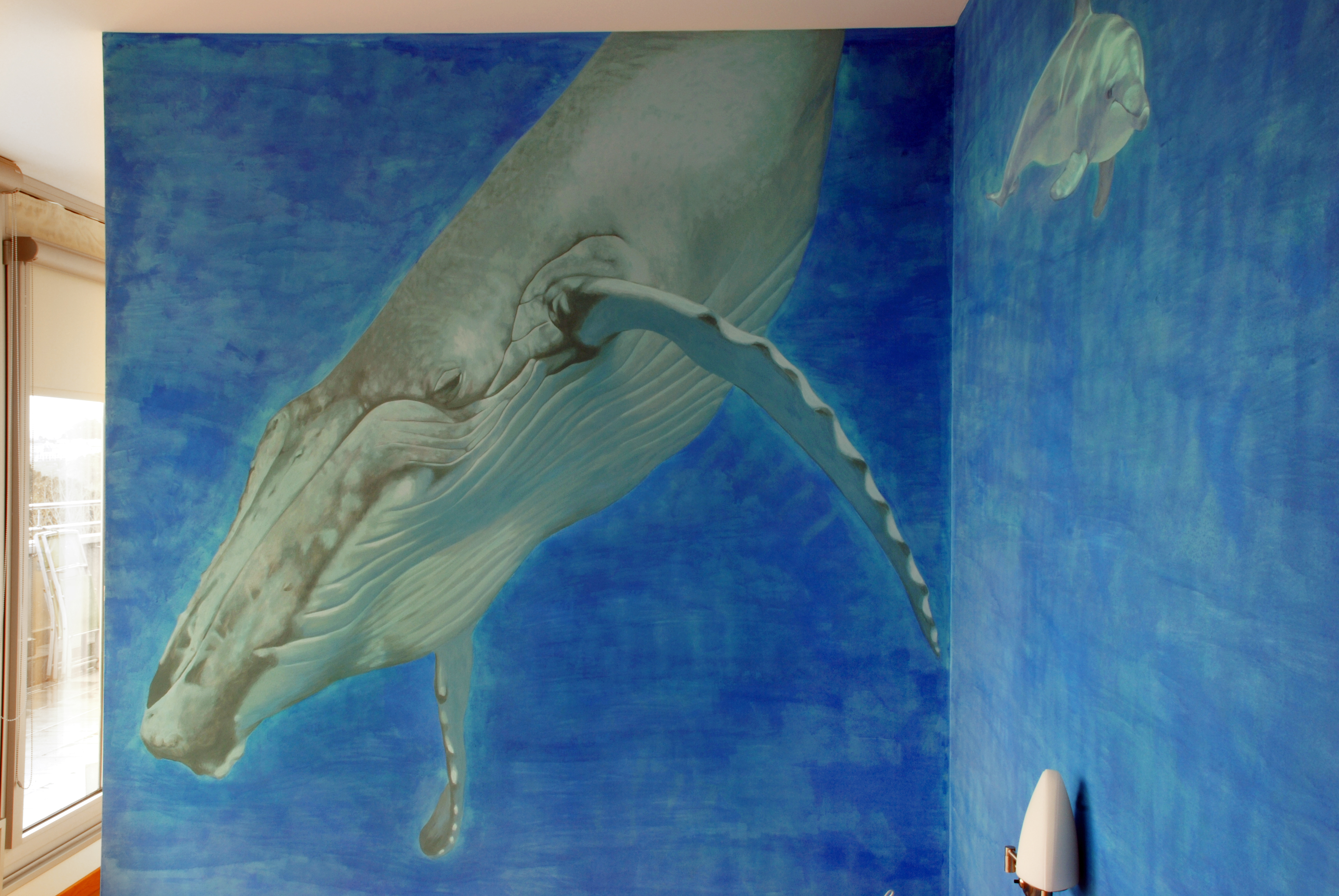 habitación pintada como fondo marino